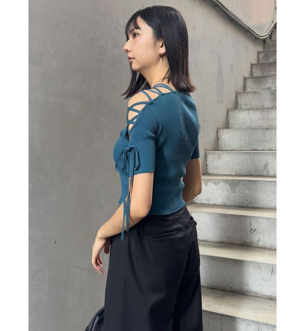 MURUA「レースアップハーフリブニット」|ニット・セーター|