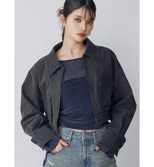 MURUA「フェイクレザーショートフライトジャケット【セットアップ着用可】」|その他|ブラック