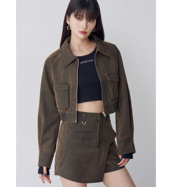 MURUA「フェイクレザーショートフライトジャケット【セットアップ着用可】」|その他|ブラウン