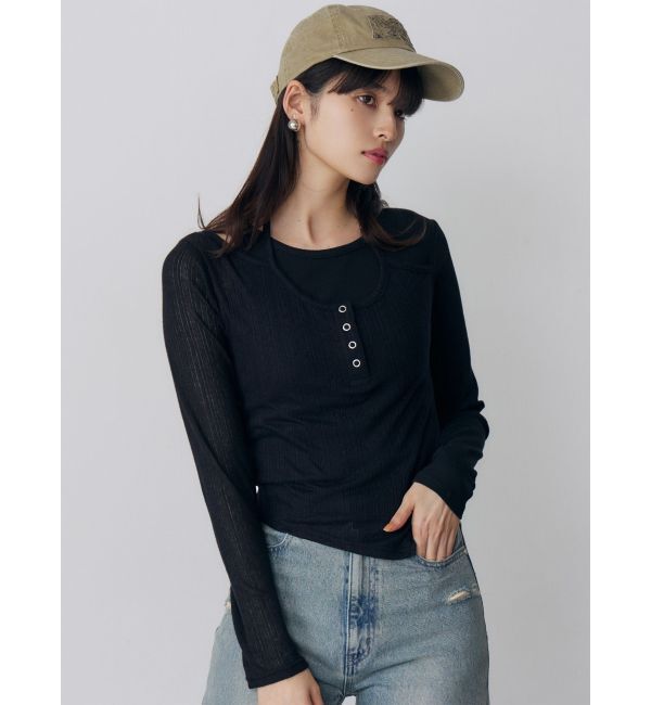 MURUA「オーバーラップトップス」|Tシャツ・カットソー|