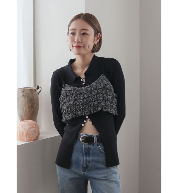 Ungrid「ボタンデザインニットカーディガン」|ニット・セーター|