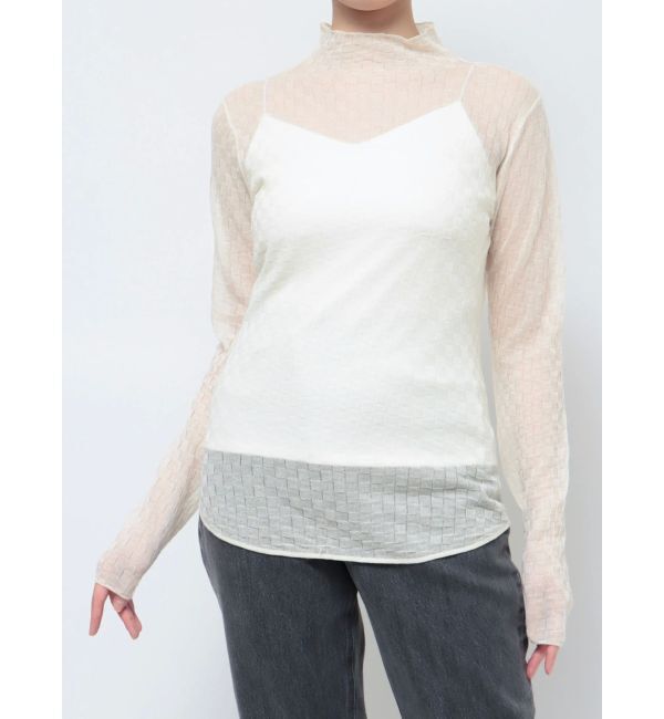 LAGUNAMOON「シアーブロックチェックニットプルオーバー」|ニット・セーター|