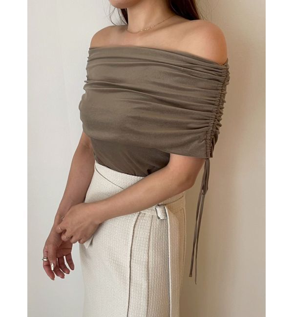 LAGUNAMOON「ライトベロアオフショルトップス」|Tシャツ・カットソー|モカ