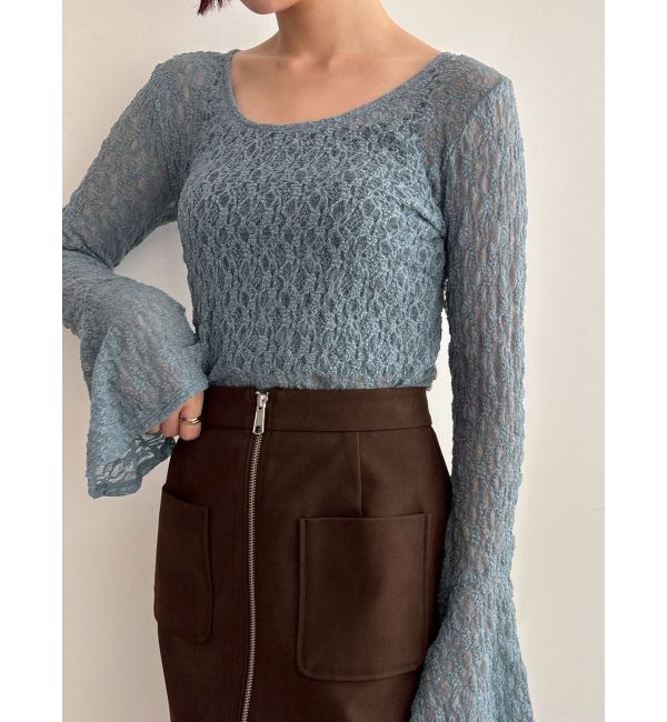 LAGUNAMOON「2WAYストレッチレーストップス」|Tシャツ・カットソー|ブルー