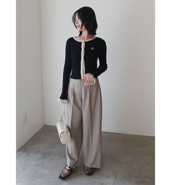 LAGUNAMOON「【FILA別注】ドライタッチバイカラーフリルデザインニットカーディガン」|カーディガン|