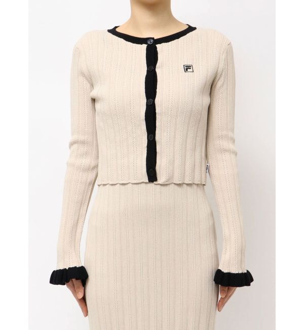 LAGUNAMOON「【FILA別注】ドライタッチバイカラーフリルデザインニットカーディガン」|カーディガン|