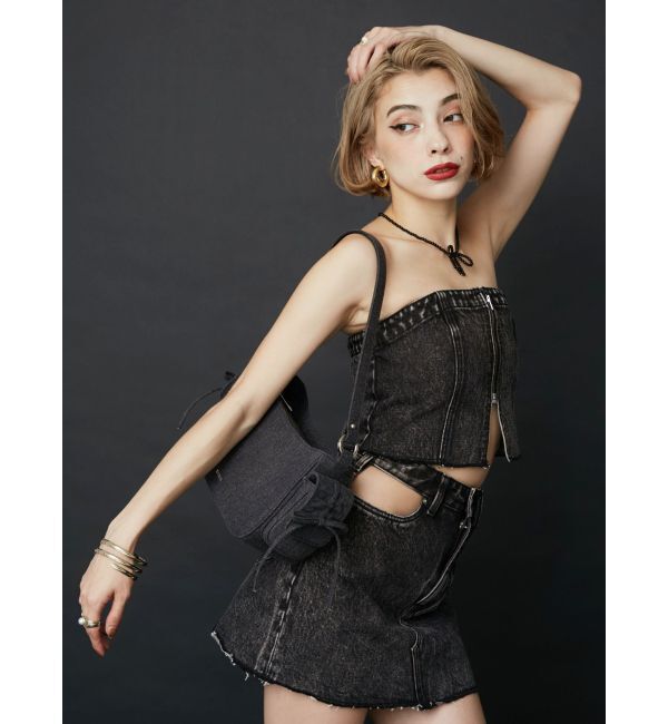 EVRIS「ウエストオープンデニムミニスカート」|スカート|