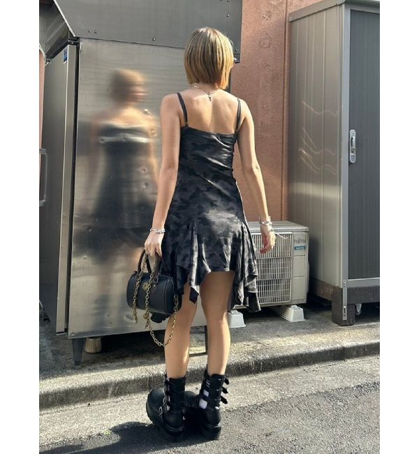 EVRIS「レースドッキングアシンメトリーミニワンピース」|ワンピース|