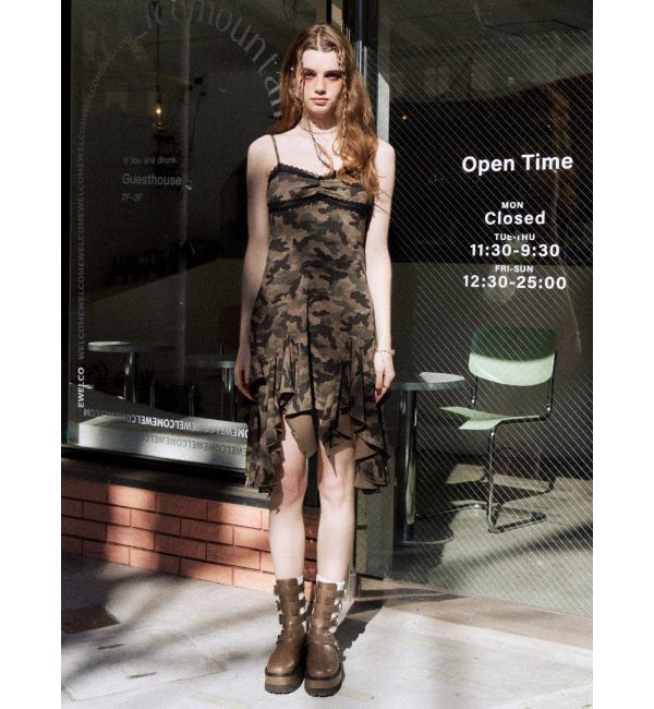 EVRIS「レースドッキングアシンメトリーミニワンピース」|ワンピース|