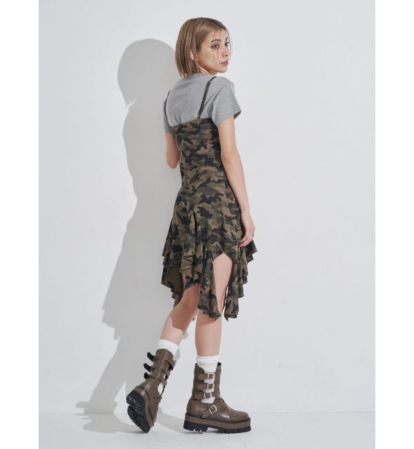 EVRIS「レースドッキングアシンメトリーミニワンピース」|ワンピース|