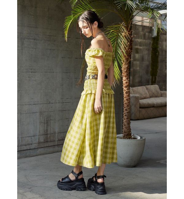 EVRIS「2WAYティアードチェックロングワンピース」|ワンピース|