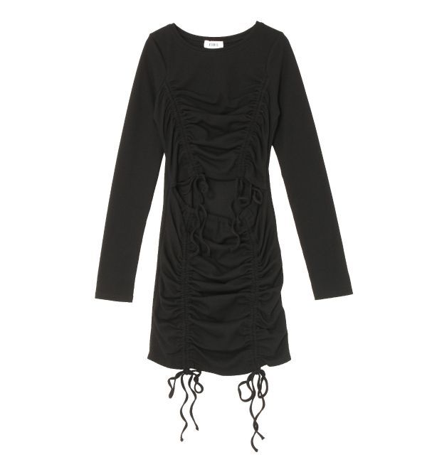 EVRIS「オープンウエストギャザーミニワンピース」|ワンピース|