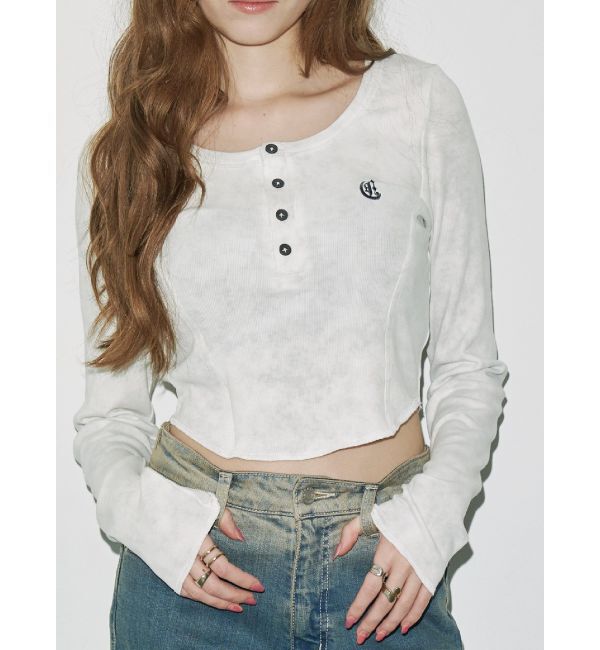 EVRIS「ワンポイントヘンリーネックトップス」|Tシャツ・カットソー|オフホワイト