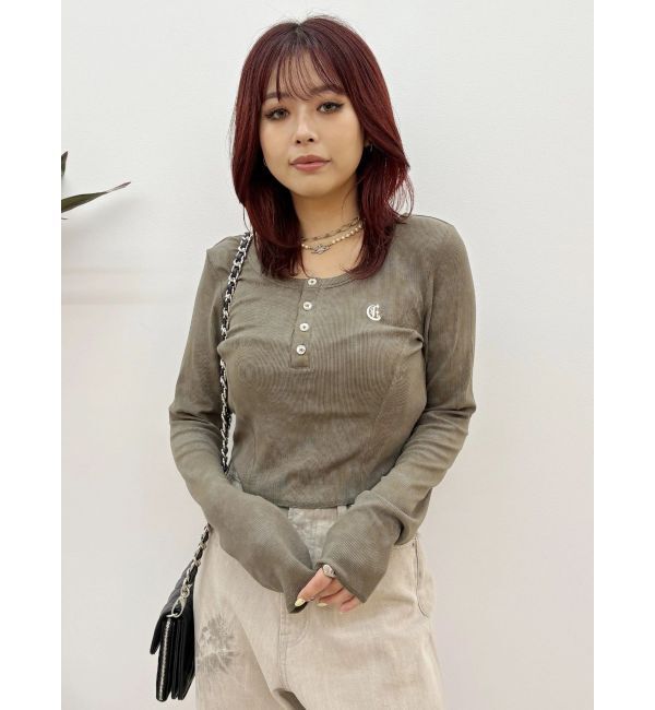 EVRIS「ワンポイントヘンリーネックトップス」|Tシャツ・カットソー|