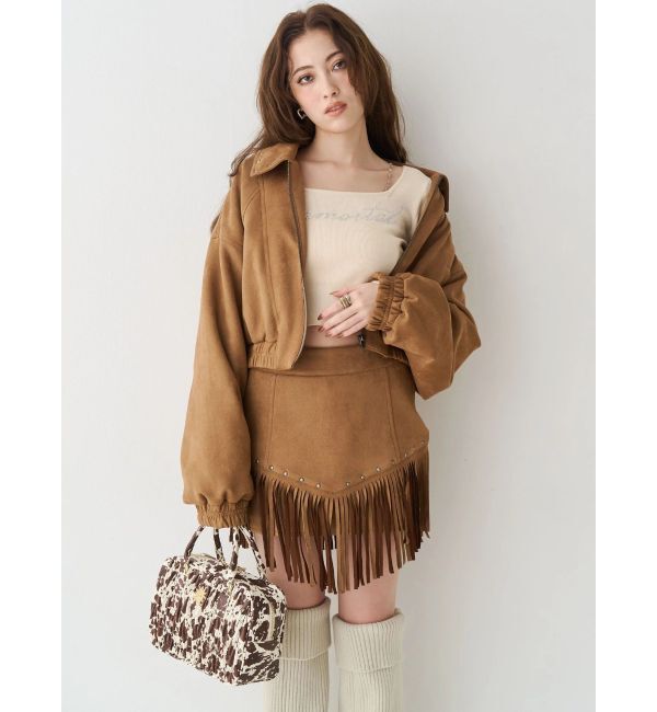 EVRIS「フェイクスウェードボリュームショートブルゾン【セットアップ着用可能】」|ブルゾン・スタジャン|