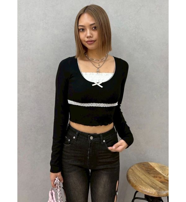 EVRIS「レイヤードフリルトップス」|Tシャツ・カットソー|