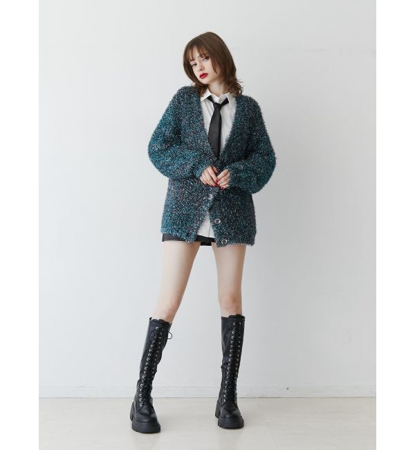 jouetie「ラメシャギーVネックカーデ」|カーディガン|