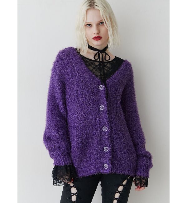 jouetie「ラメシャギーVネックカーデ」|カーディガン|