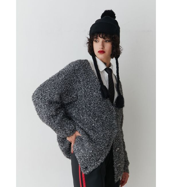 jouetie「ラメシャギーVネックカーデ」|カーディガン|