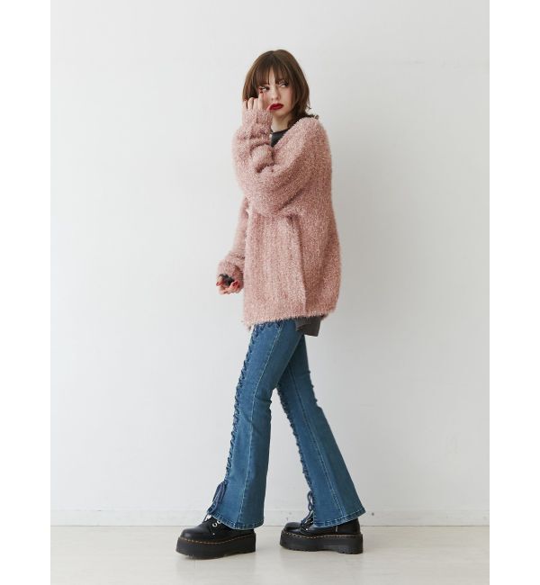 jouetie「ラメシャギーVネックカーデ」|カーディガン|