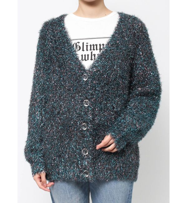 jouetie「ラメシャギーVネックカーデ」|カーディガン|