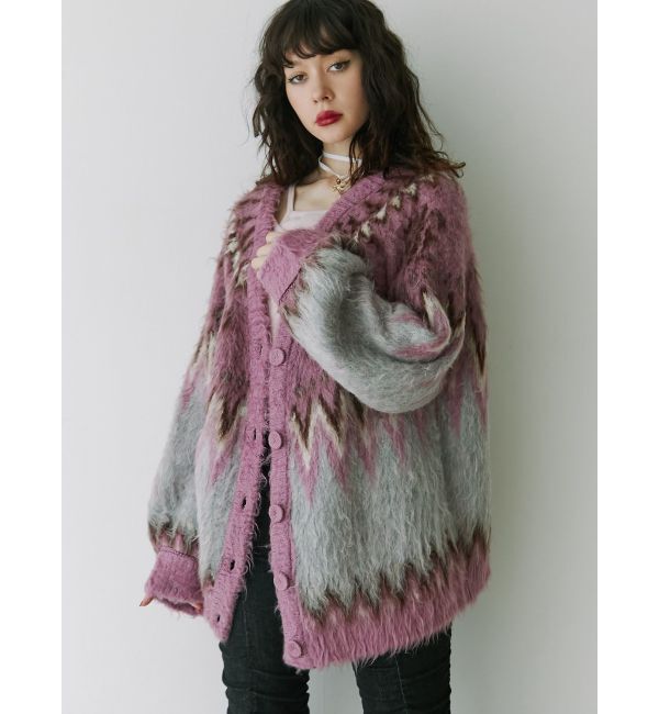 jouetie「パターンモヘアライクルーズカーデ」|カーディガン|