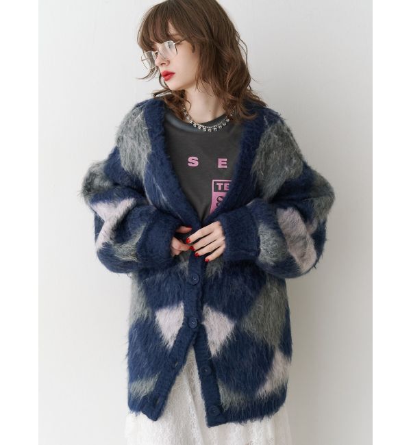 jouetie「パターンモヘアライクルーズカーデ」|カーディガン|