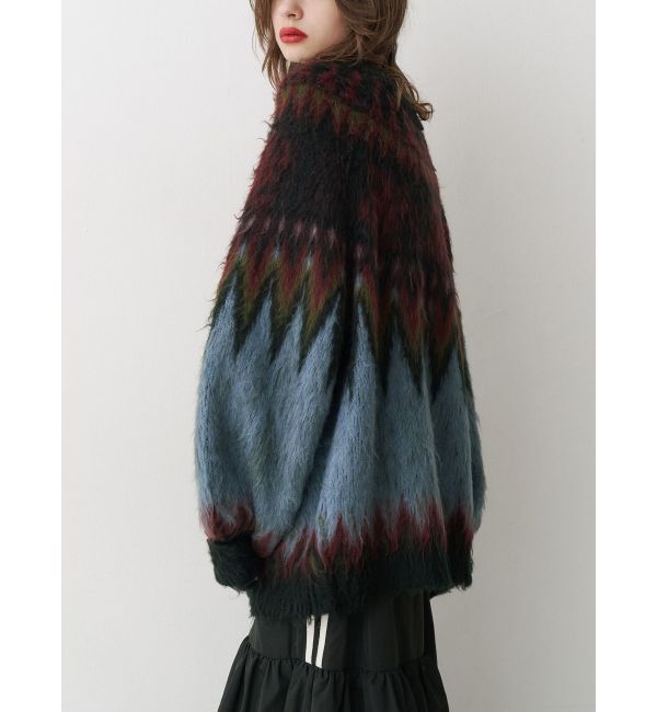 jouetie「パターンモヘアライクルーズカーデ」|カーディガン|ブラック