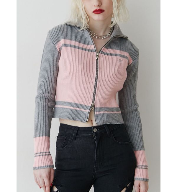 jouetie「ラインハイネックジップカーデ」|カーディガン|