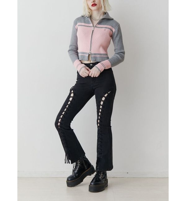 jouetie「ラインハイネックジップカーデ」|カーディガン|