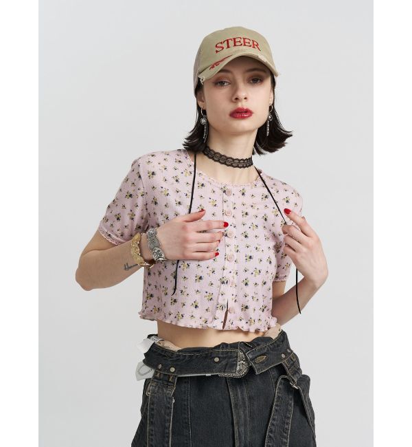 jouetie「フラワーカットカーデ【セット対応】」|カーディガン|ピンク