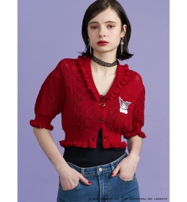 jouetie「【メロクロコラボ】KUROMIフリルニットカーデ」|カーディガン|