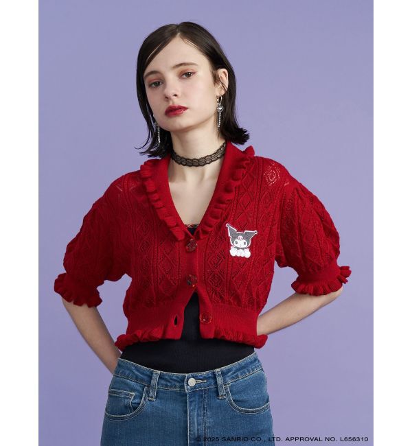 jouetie「【メロクロコラボ】KUROMIフリルニットカーデ」|カーディガン|