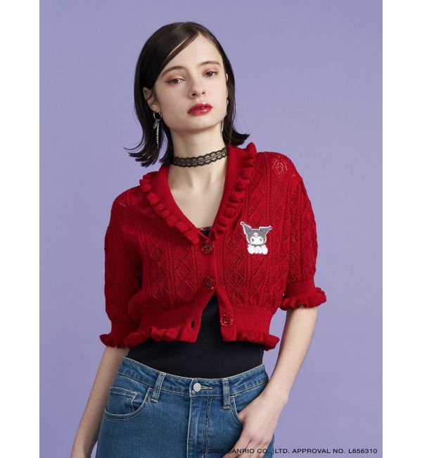 jouetie「【メロクロコラボ】KUROMIフリルニットカーデ」|カーディガン|