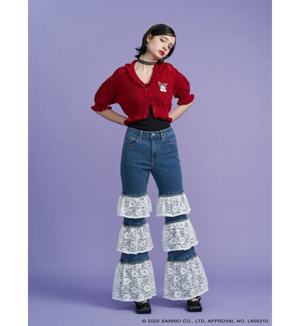 jouetie「【メロクロコラボ】KUROMIフリルニットカーデ」|カーディガン|