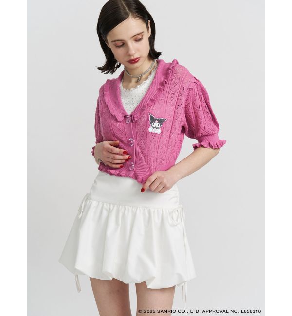 jouetie「【メロクロコラボ】KUROMIフリルニットカーデ」|カーディガン|ピンク