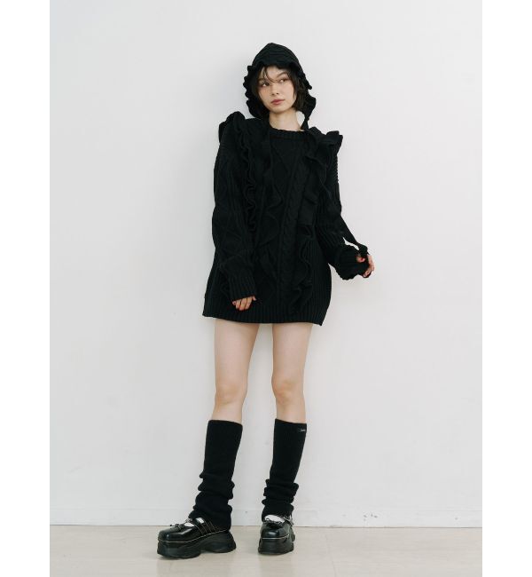 jouetie「フリルケーブルニットチュニック」|ニット・セーター|