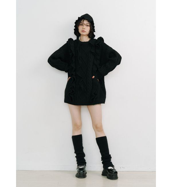 jouetie「フリルケーブルニットチュニック」|ニット・セーター|