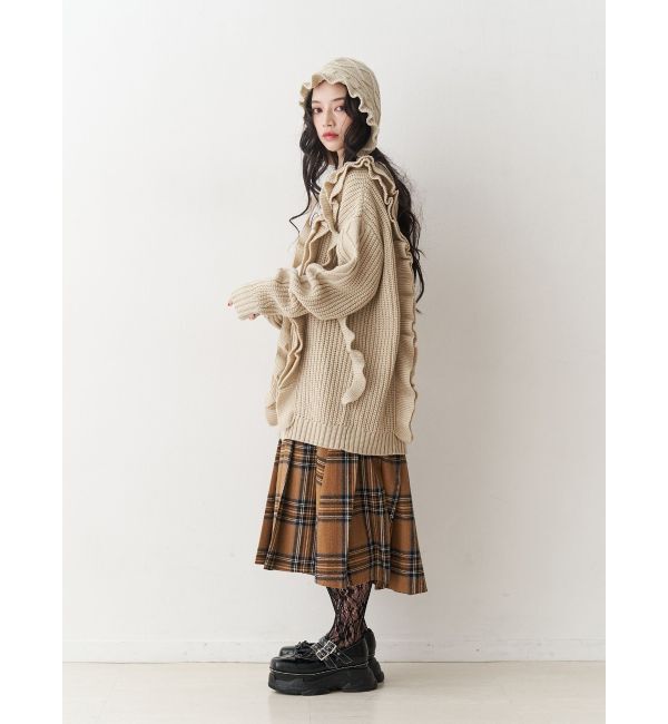 jouetie「フリルケーブルニットチュニック」|ニット・セーター|