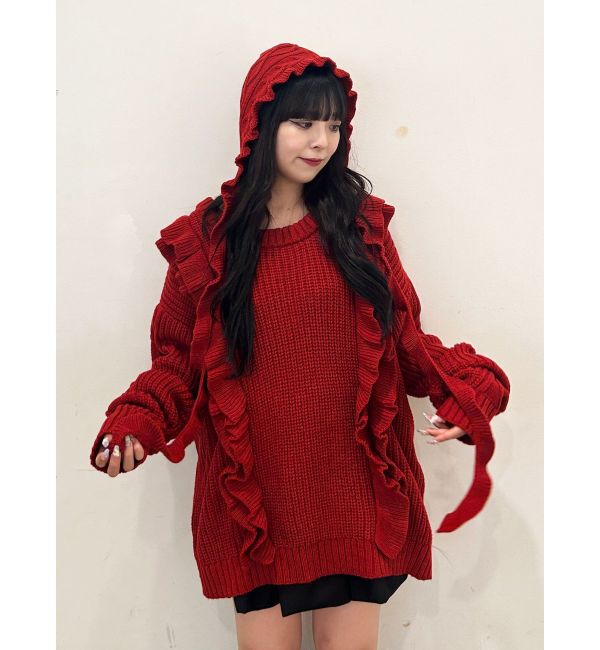 jouetie「フリルケーブルニットチュニック」|ニット・セーター|