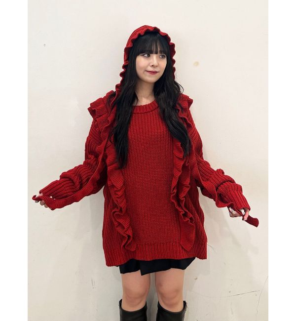 jouetie「フリルケーブルニットチュニック」|ニット・セーター|