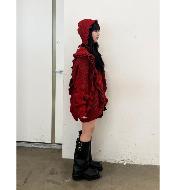 jouetie「フリルケーブルニットチュニック」|ニット・セーター|