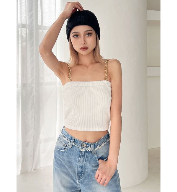 GYDA「chainストラップテレコビスチェ」|キャミソール|