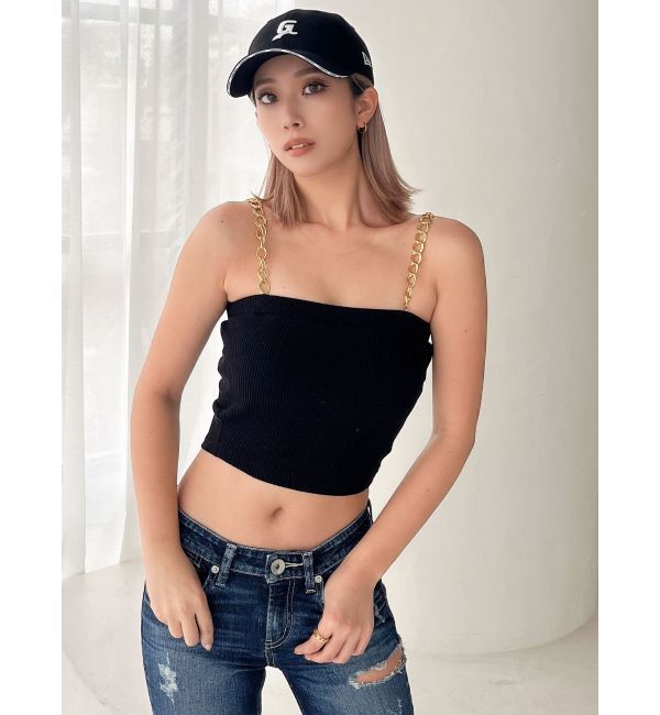 GYDA「chainストラップテレコビスチェ」|キャミソール|