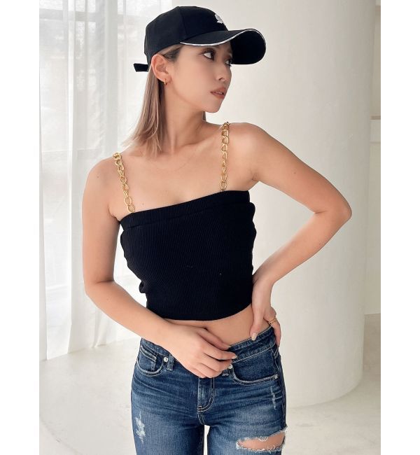 GYDA「chainストラップテレコビスチェ」|キャミソール|