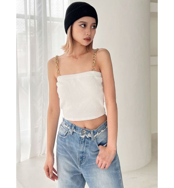 GYDA「chainストラップテレコビスチェ」|キャミソール|