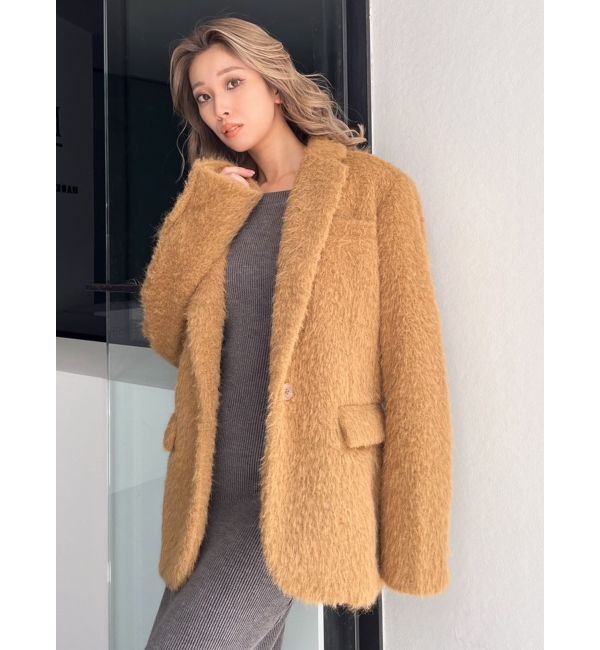 GYDA「シャギーシンプルジャケット」|テーラードジャケット|