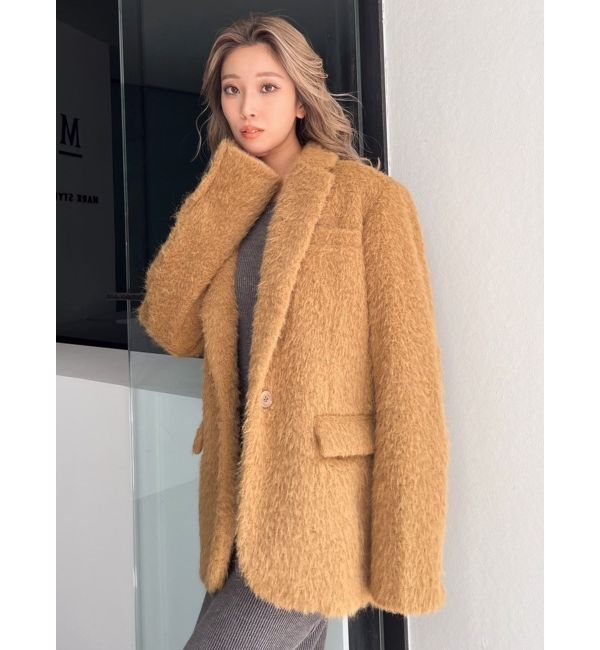 GYDA「シャギーシンプルジャケット」|テーラードジャケット|