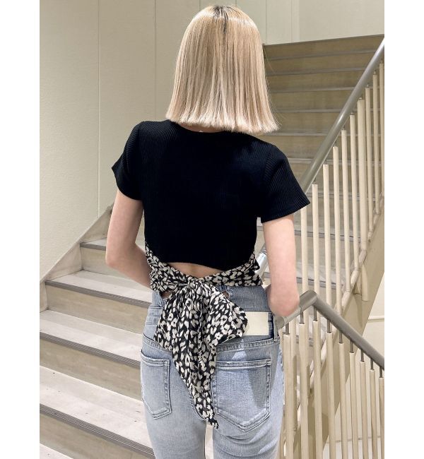 GYDA「レオパードバックリボントップス」|Tシャツ・カットソー|