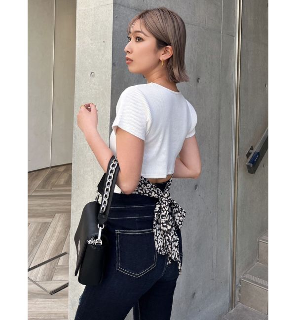 GYDA「レオパードバックリボントップス」|Tシャツ・カットソー|